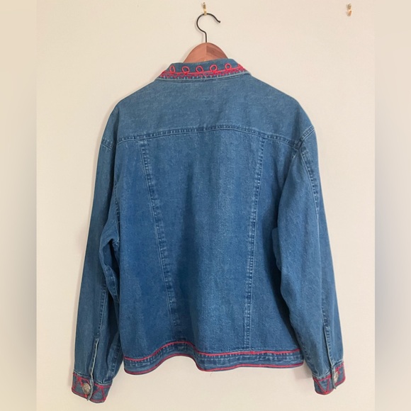 Y2K Vtg New Direction Hand Boho Embroidered Denim Jacket XL - Picture 7 of 8